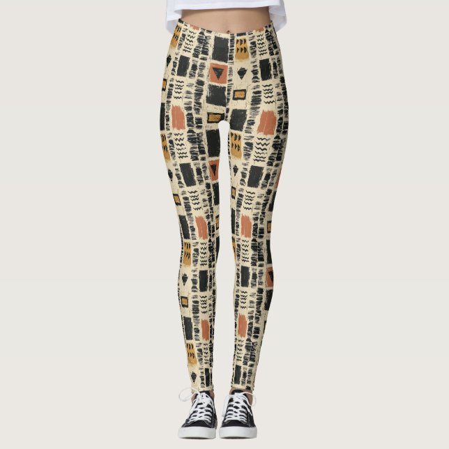 Legging Rustic Mudcloth Geometric Pattern (2) (Frente)