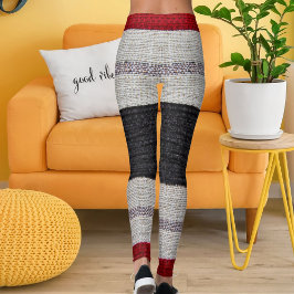 Legging Saco de Textura de Aniagem Listra País Padrão