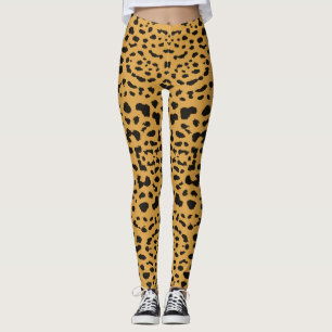 Legging Safari de Gato Padrão de Pontos de Leopardo Preto