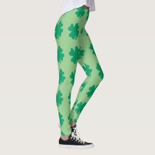 Legging Sage Verde Dia de São Patrício Folha de Trevo Fofo