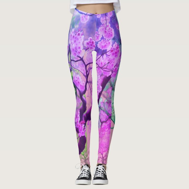Legging Sakura Japonesa Rosa em Tight Personalizado (Frente)