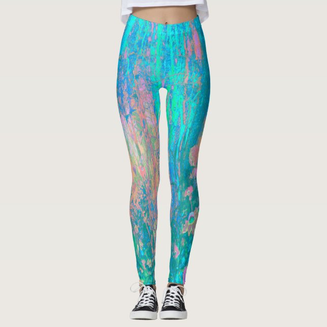 Legging Salto de Aqua Trippy com flores psicodélicas (Frente)