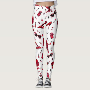 Legging Saltos vermelhos, padrão de acessórios de moda.