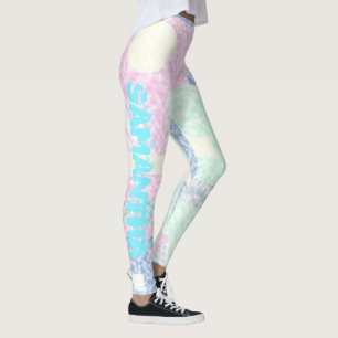 Legging Samantha Adicione Seu Nome Abstrato Art Pastel Tem