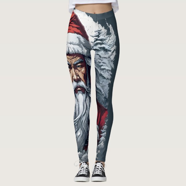 Legging Samurai Papais noeis Warrior Christmas Art Gift (Frente)