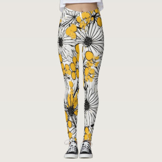 Legging Sangue monocromático: Mimosa e fusão de margarida