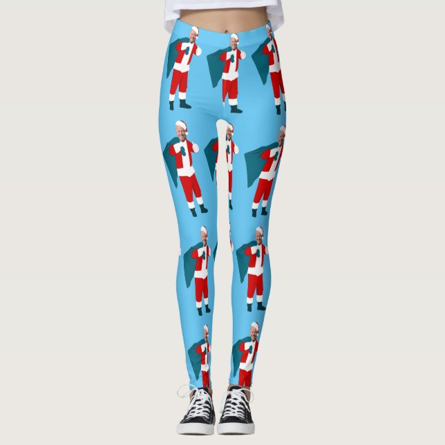 Legging santa claus joe biden natal azul (Frente)