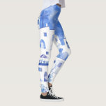 Legging Santorini Grécia Watercolor<br><div class="desc">Uma pintura paisagística em Watercolor da bela ilha grega de Santorini. Arte original de Nic Squirrell.</div>