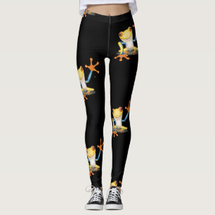 Legging Sapo de árvore Eyed colorido do vermelho amarelo 