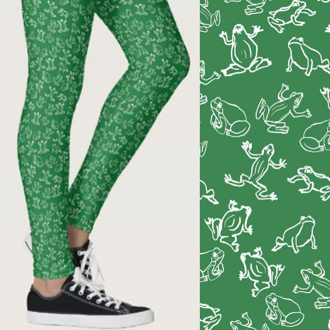 Legging Sapos Fofos Padrão Verde e Branco (Criador carregado)