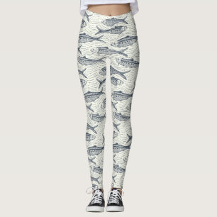 Legging Sardinhas em Movimento em azul marinho e marfim