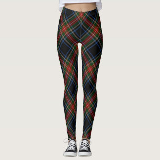 Legging Sargent - caneleiras pretas do Tartan de Stewart