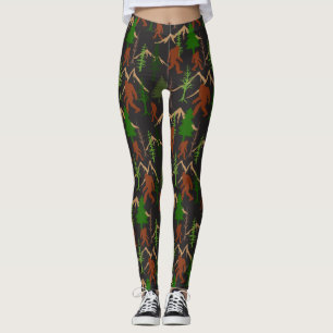 Legging Sasquatch e Árvores Florestais com Pé-Grande Padrã