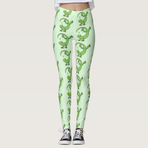 Legging Saudações da lagartixa verde e bonita com desenh