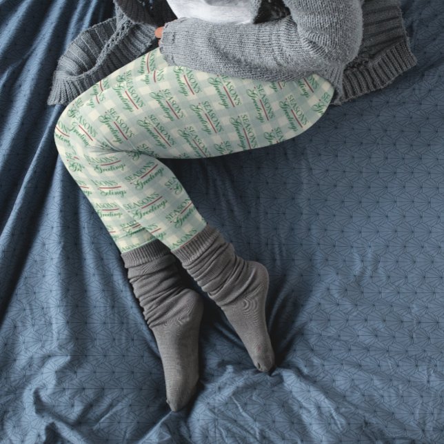 Legging Saudações da temporada Gingham Natal (Criador carregado)