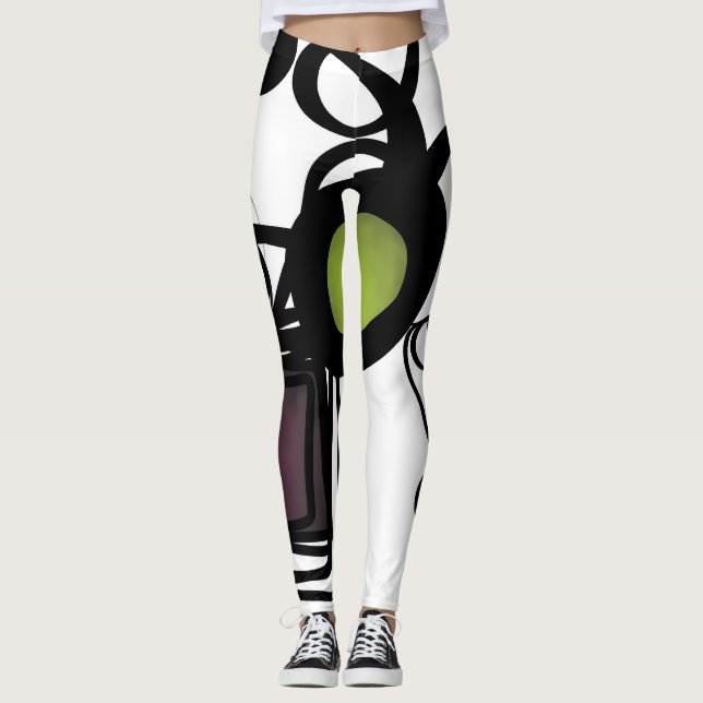 Legging Saudações de Philydion: Abstrato Black & White (Frente)