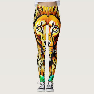Legging Savanna Lion Leaf Design