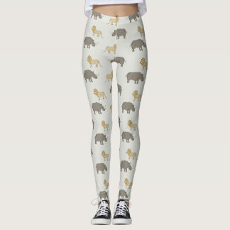 Legging Savannen-Muster mit Löwen und Nashörnern