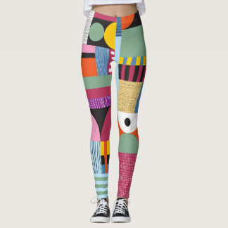 Legging Scandinávia Colorida: Mistura De Padrões Cheerful.