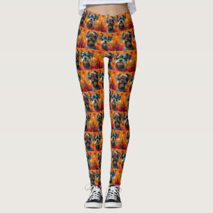 Legging Schnauzer com Rosas do Coração Dia dos Namorados