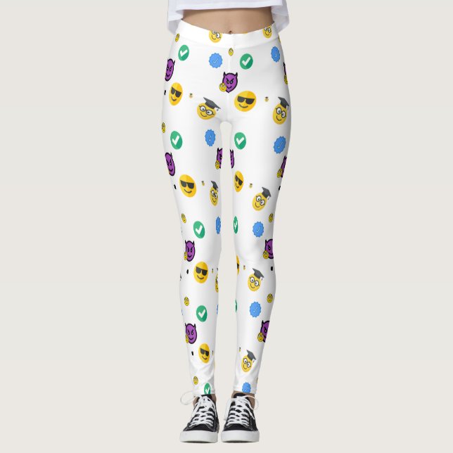 Legging Scholar, horror, fantasmas e emojis bonitos em bra (Frente)
