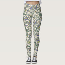 Legging Seamless blue, yellow, and white floral pattern 