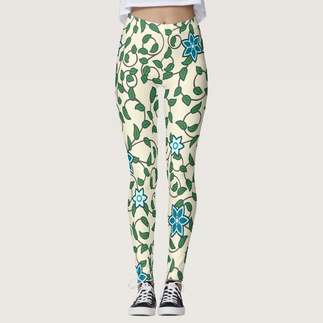 Legging Seamless floral pattern on beige background (Frente)