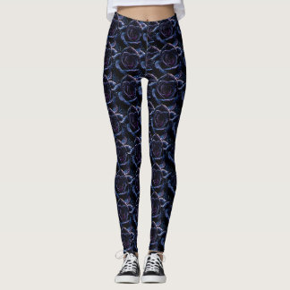 Legging Seamless Floral Pattern Photograph – Dark Blue and