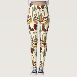 Legging Seamless floral pattern with red and yellow 