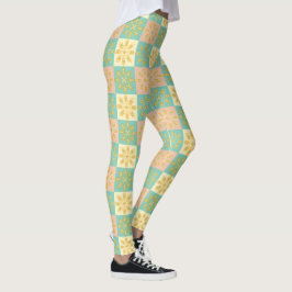 Legging Seamless pattern with geometric floral motifs
