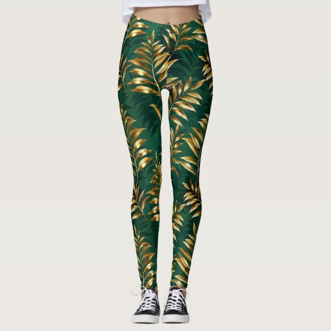 Legging Seamless pattern with golden ferns (Frente)