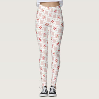 Legging Seamless Sweet Pastel Pink and White Geometric Flo