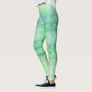 Legging Seashells verdes macios do diamante