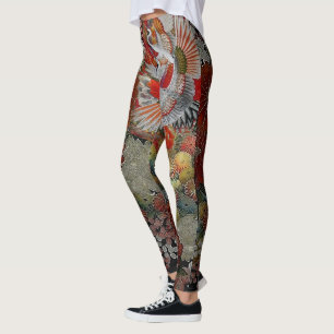Legging Seda floral do guindaste da celebração
