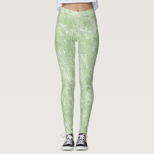 Legging Seda Moire Padrão Pequeno em Verde Lima