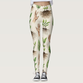 Legging Seeds Fortes Raízes Padrão Invisível Da Mão
