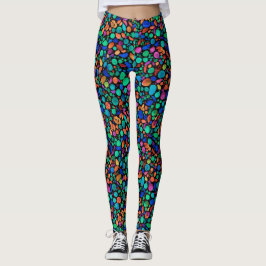 Legging Seixos Coloridos Abstratos em Pontos de Bolha em A