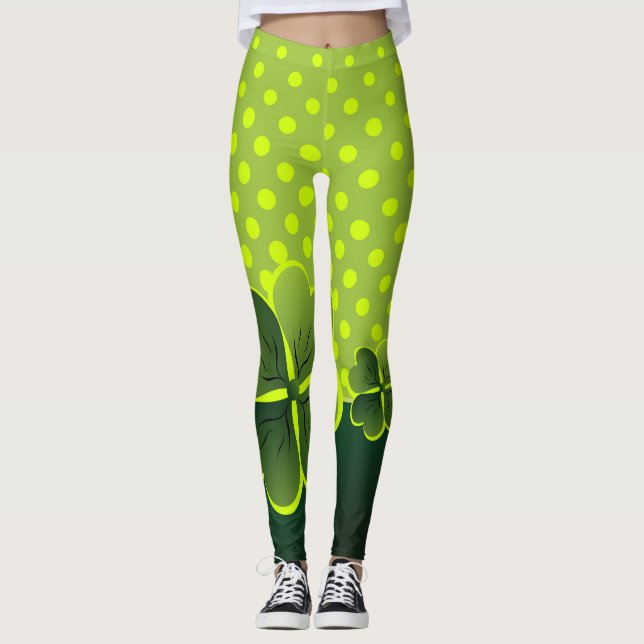 Legging Seja irlandês por um dia - Shamrock & Polka-Dots - (Frente)