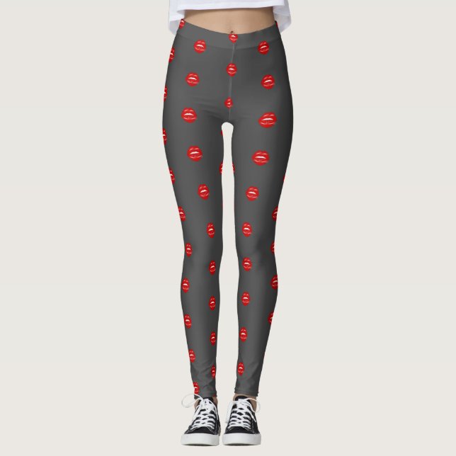 Legging selado com um beijo citações de amor (Frente)