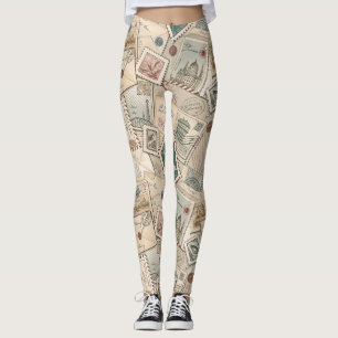 Legging Selos Postais Antigos