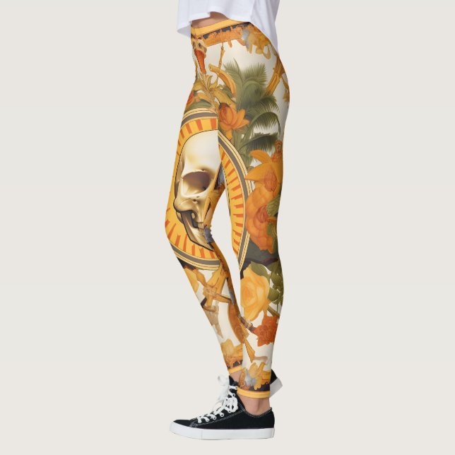 Legging Selva do crânio | Padrão Colorido (Esquerda)