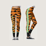 Legging Selvagem Personalizada l Padrão negro marrom<br><div class="desc">Trabalho de arte gráfico do padrão animal e da correspondência de cores,  castanho,  preto e verde-menta.</div>