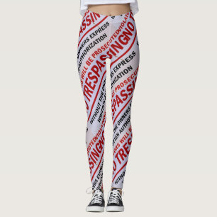 Legging sem sinal de invasão vermelho em branco
