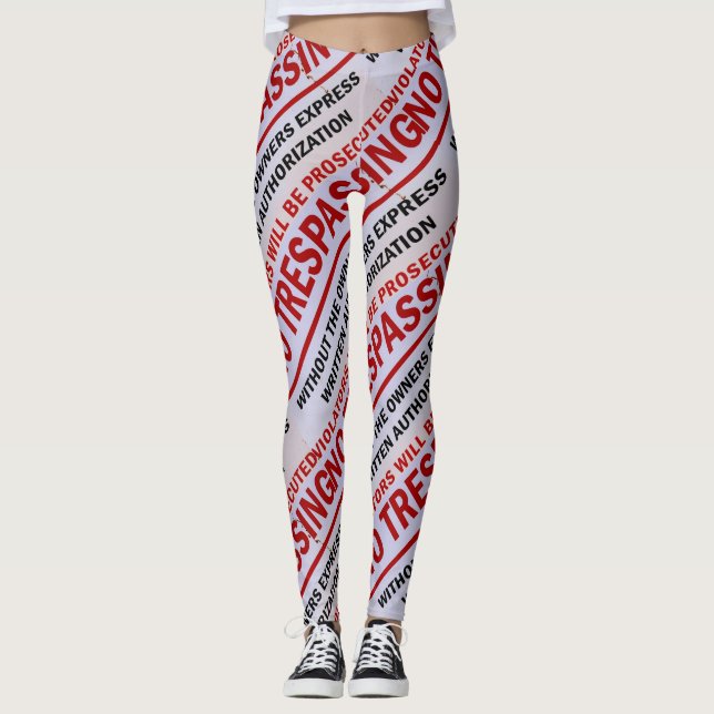 Legging sem sinal de invasão vermelho em branco (Frente)