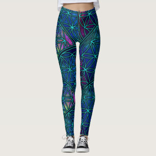 Legging Sementes Frácticas da Geometria Sagrada da Flor de