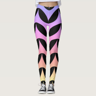 Legging Semicírculo geométrico Verão preto e azul