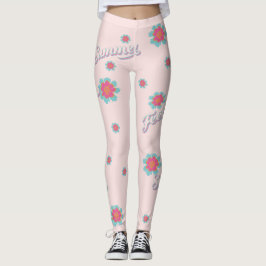 Legging Sensação de verão flores cor-de-rosa e cinzentas a