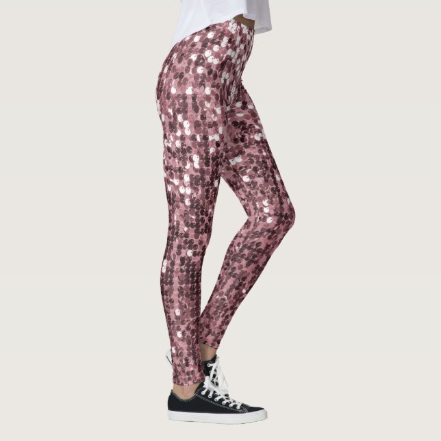 Legging Sequência brilhante cor-de-rosa cinza-cinza Dourad (Direita)