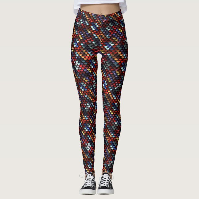 Legging Sequências de vermelho, azul, Ouro e prata (Frente)