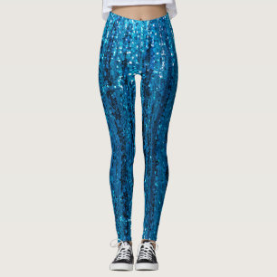 Legging Sequências modernas de brilho azul-quic Glitter Sp